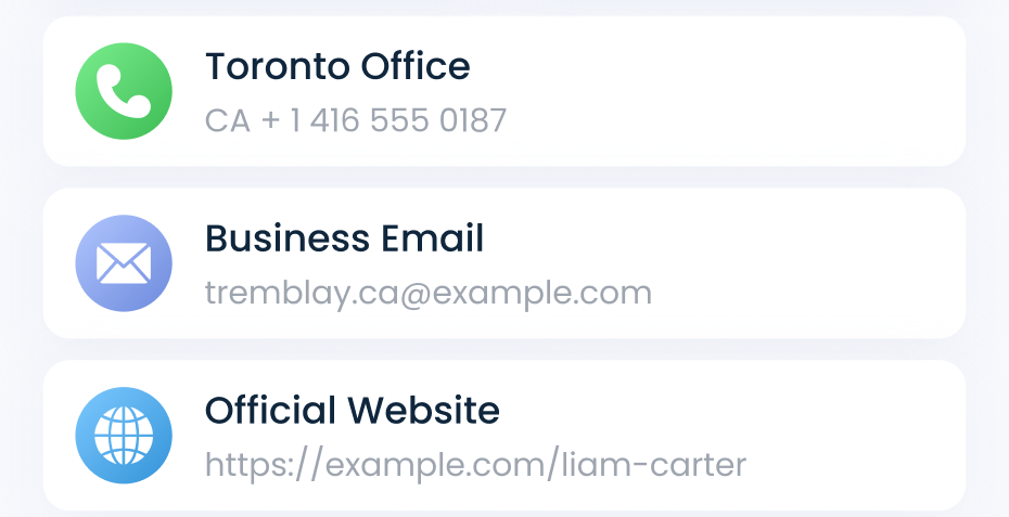 Phone, email & website